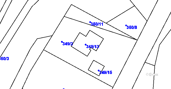 Parcela st. 349/13 v KÚ Mírová, Katastrální mapa