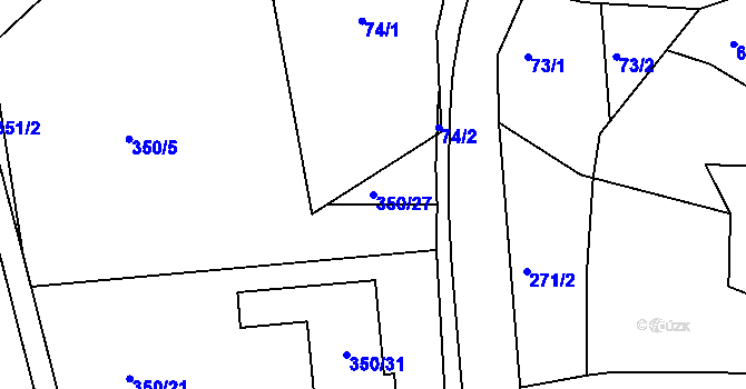 Parcela st. 350/27 v KÚ Mírová, Katastrální mapa