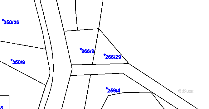 Parcela st. 266/29 v KÚ Mírová, Katastrální mapa
