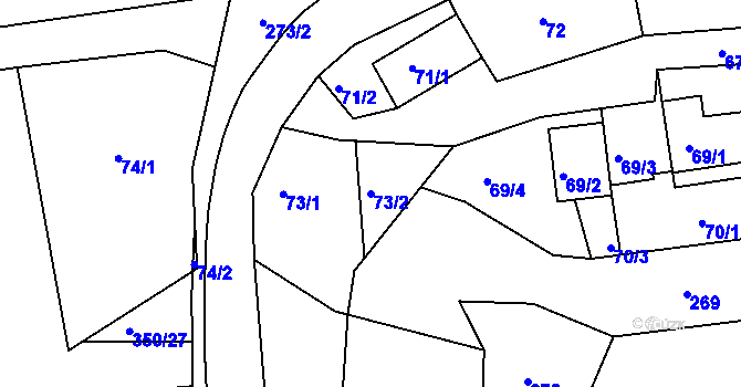 Parcela st. 73/2 v KÚ Mírová, Katastrální mapa