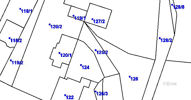 Parcela st. 125/2 v KÚ Mírová, Katastrální mapa