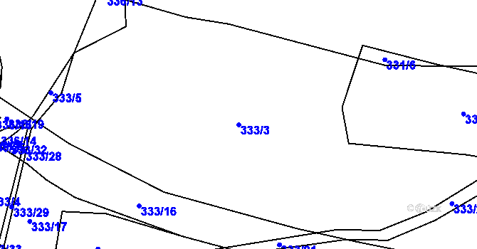 Parcela st. 333/3 v KÚ Mírová, Katastrální mapa