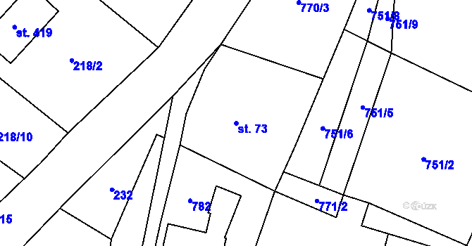 Parcela st. 73 v KÚ Bělá u Turnova, Katastrální mapa