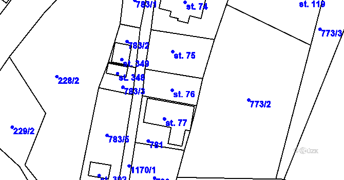 Parcela st. 76 v KÚ Bělá u Turnova, Katastrální mapa