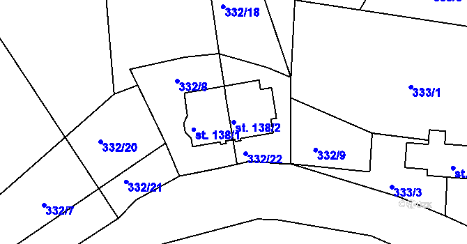 Parcela st. 138/2 v KÚ Bělá u Turnova, Katastrální mapa