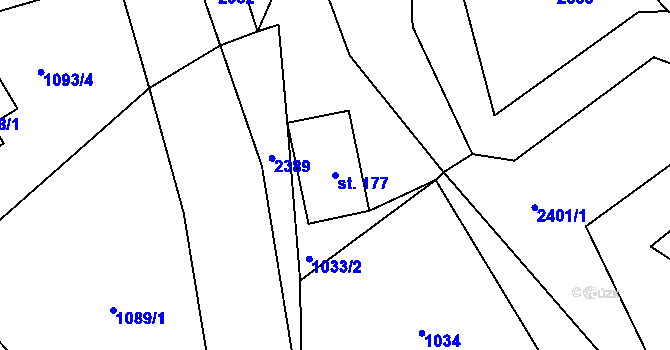 Parcela st. 177 v KÚ Bělá u Turnova, Katastrální mapa