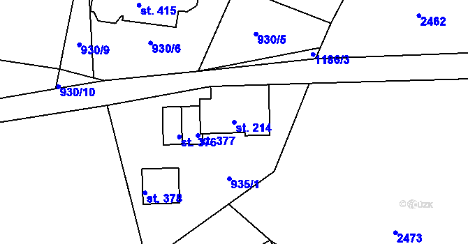 Parcela st. 214 v KÚ Bělá u Turnova, Katastrální mapa