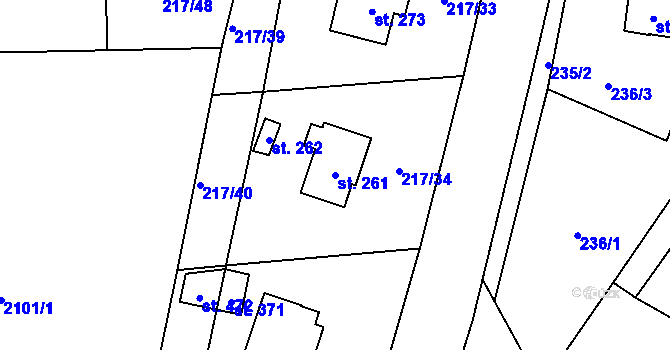 Parcela st. 261 v KÚ Bělá u Turnova, Katastrální mapa