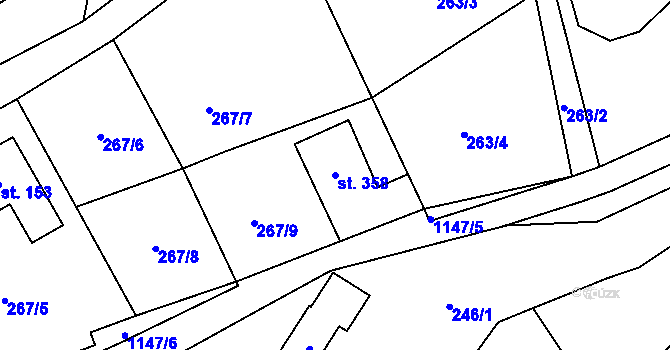 Parcela st. 358 v KÚ Bělá u Turnova, Katastrální mapa