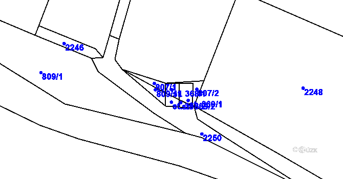 Parcela st. 368/1 v KÚ Bělá u Turnova, Katastrální mapa