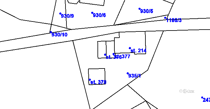 Parcela st. 376 v KÚ Bělá u Turnova, Katastrální mapa