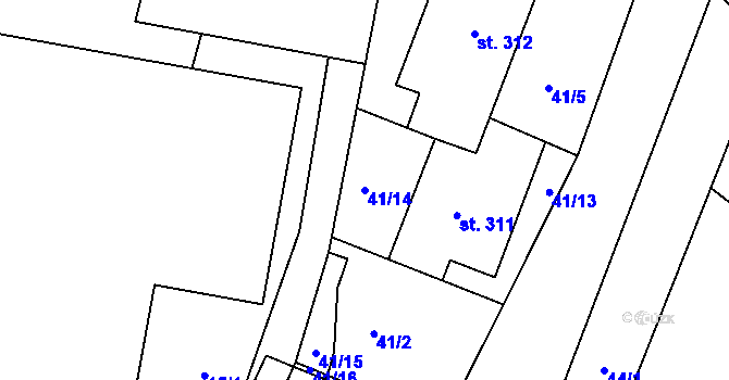 Parcela st. 41/14 v KÚ Bělá u Turnova, Katastrální mapa