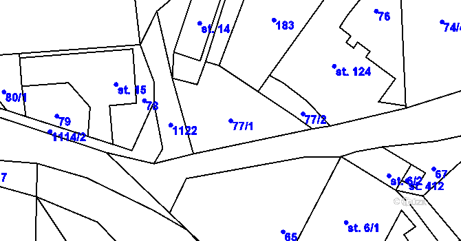 Parcela st. 77/1 v KÚ Bělá u Turnova, Katastrální mapa