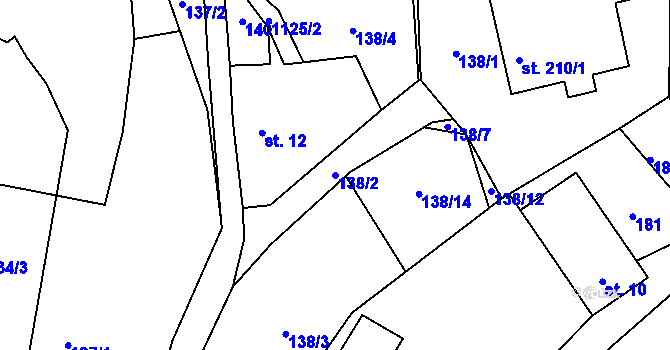 Parcela st. 138/2 v KÚ Bělá u Turnova, Katastrální mapa