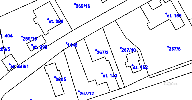Parcela st. 267/2 v KÚ Bělá u Turnova, Katastrální mapa