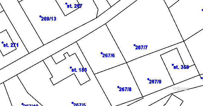 Parcela st. 267/6 v KÚ Bělá u Turnova, Katastrální mapa