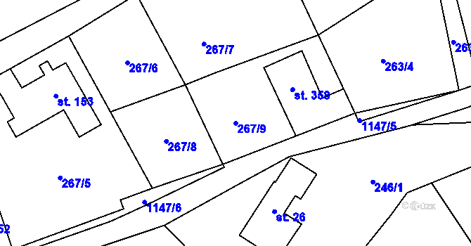 Parcela st. 267/9 v KÚ Bělá u Turnova, Katastrální mapa