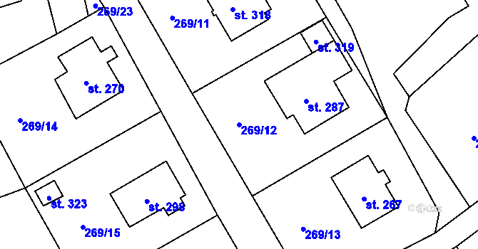 Parcela st. 269/12 v KÚ Bělá u Turnova, Katastrální mapa