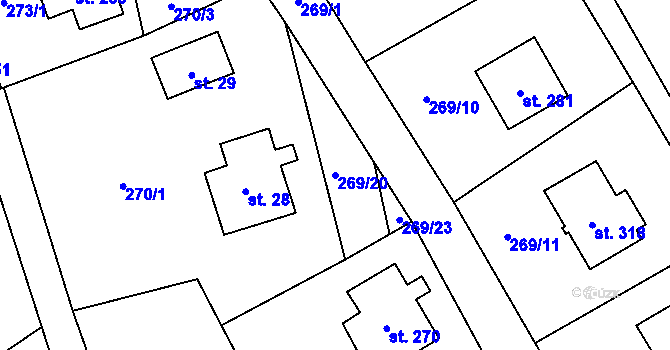 Parcela st. 269/20 v KÚ Bělá u Turnova, Katastrální mapa