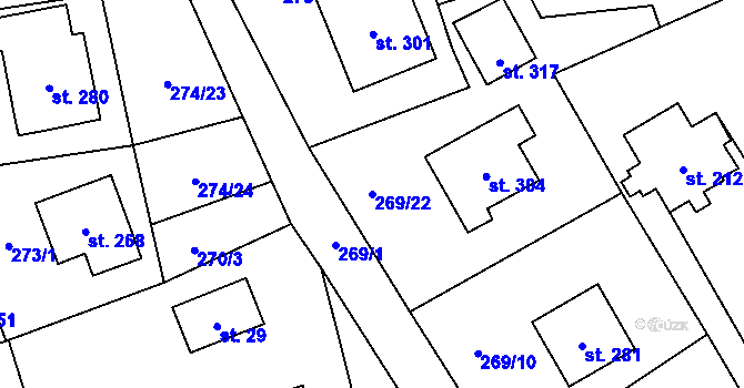Parcela st. 269/22 v KÚ Bělá u Turnova, Katastrální mapa