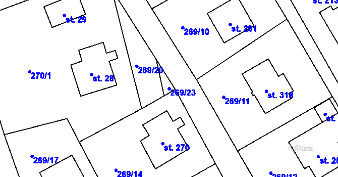 Parcela st. 269/23 v KÚ Bělá u Turnova, Katastrální mapa