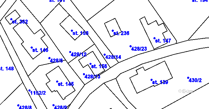 Parcela st. 428/14 v KÚ Bělá u Turnova, Katastrální mapa