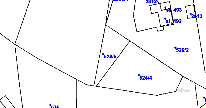 Parcela st. 524/5 v KÚ Bělá u Turnova, Katastrální mapa