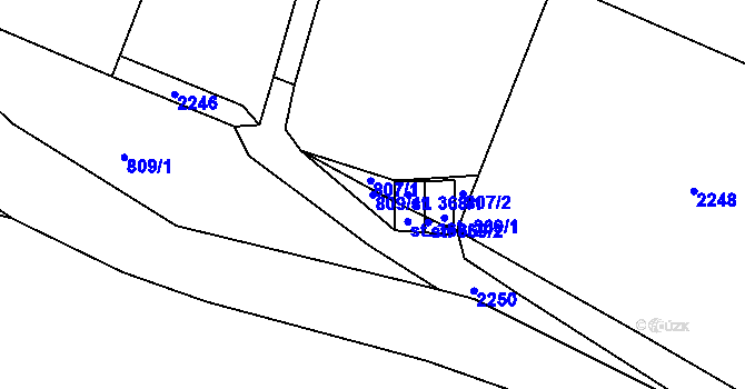Parcela st. 809/11 v KÚ Bělá u Turnova, Katastrální mapa