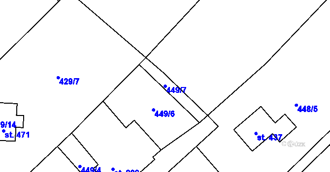 Parcela st. 449/7 v KÚ Bělá u Turnova, Katastrální mapa
