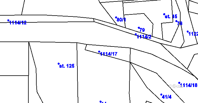 Parcela st. 1114/17 v KÚ Bělá u Turnova, Katastrální mapa