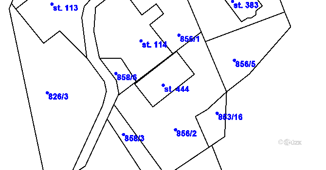 Parcela st. 444 v KÚ Bělá u Turnova, Katastrální mapa