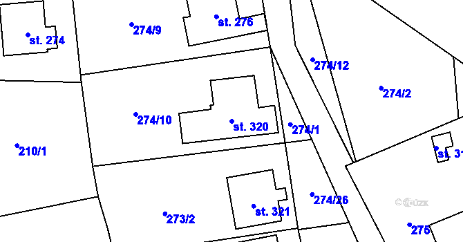 Parcela st. 320 v KÚ Bělá u Turnova, Katastrální mapa