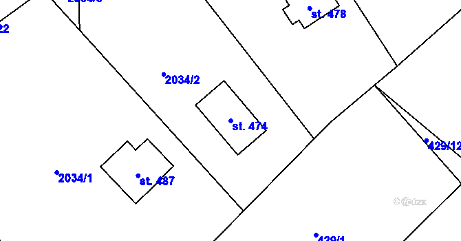Parcela st. 474 v KÚ Bělá u Turnova, Katastrální mapa