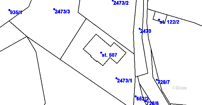 Parcela st. 507 v KÚ Bělá u Turnova, Katastrální mapa