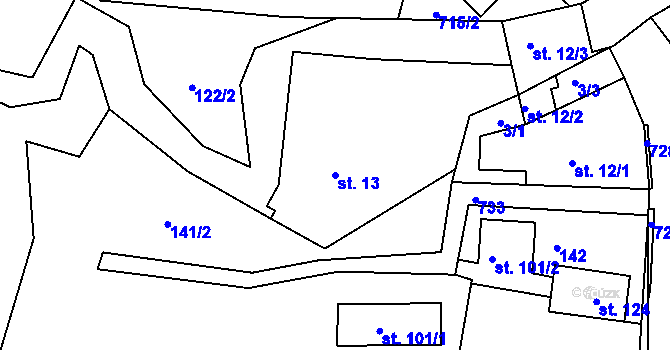 Parcela st. 13 v KÚ Sekerkovy Loučky, Katastrální mapa