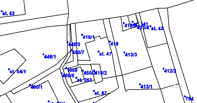 Parcela st. 47 v KÚ Sekerkovy Loučky, Katastrální mapa