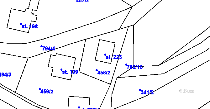 Parcela st. 223 v KÚ Sekerkovy Loučky, Katastrální mapa