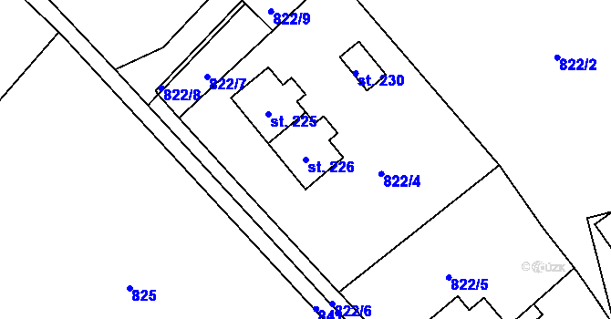 Parcela st. 226 v KÚ Sekerkovy Loučky, Katastrální mapa