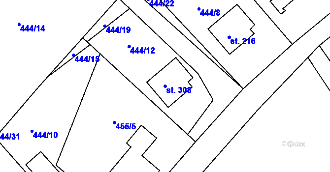 Parcela st. 308 v KÚ Sekerkovy Loučky, Katastrální mapa