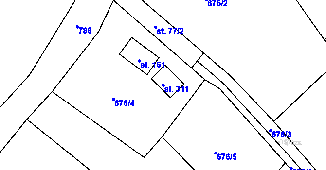 Parcela st. 311 v KÚ Sekerkovy Loučky, Katastrální mapa