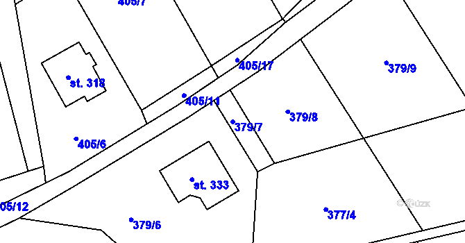 Parcela st. 379/7 v KÚ Sekerkovy Loučky, Katastrální mapa