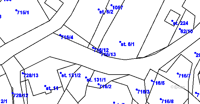 Parcela st. 716/13 v KÚ Sekerkovy Loučky, Katastrální mapa