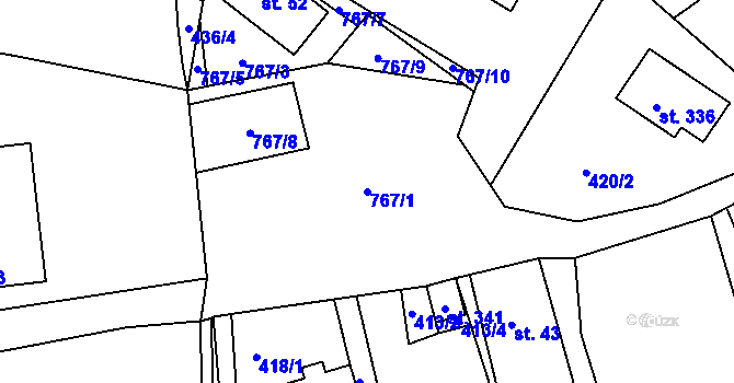 Parcela st. 767/1 v KÚ Sekerkovy Loučky, Katastrální mapa