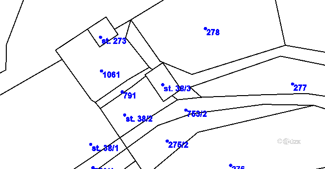 Parcela st. 38/3 v KÚ Sekerkovy Loučky, Katastrální mapa