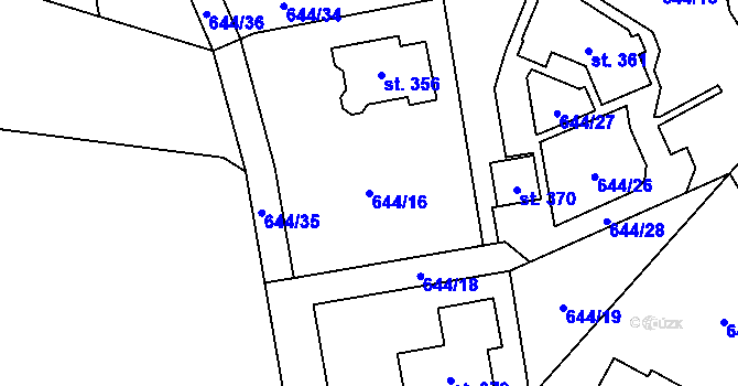 Parcela st. 644/16 v KÚ Sekerkovy Loučky, Katastrální mapa