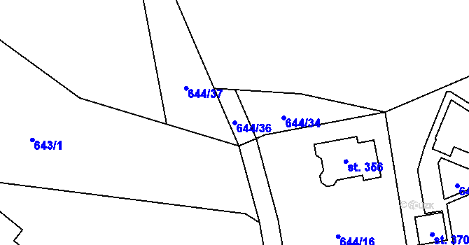 Parcela st. 644/36 v KÚ Sekerkovy Loučky, Katastrální mapa
