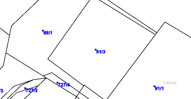 Parcela st. 91/3 v KÚ Sekerkovy Loučky, Katastrální mapa