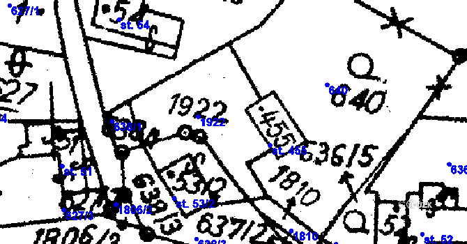 Parcela st. 53/1 v KÚ Vesec pod Kozákovem, Katastrální mapa