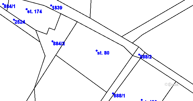 Parcela st. 80 v KÚ Vesec pod Kozákovem, Katastrální mapa