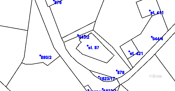 Parcela st. 87 v KÚ Vesec pod Kozákovem, Katastrální mapa